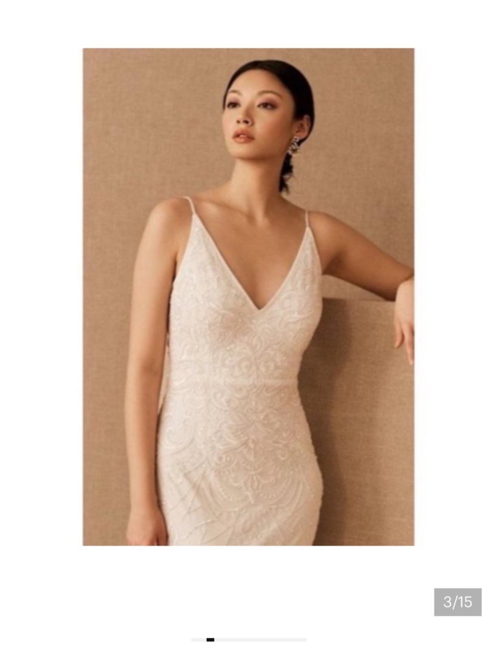 BHLDN The Shaylin Spaghetti Strap V-Neck Lace Evening Gown in Ivory - Picture 7 of 8